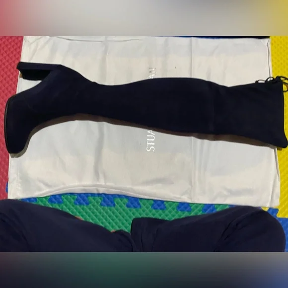 Stuart Weitzman Suede Over-the-Knee Blue Boots - Picture 6 of 9